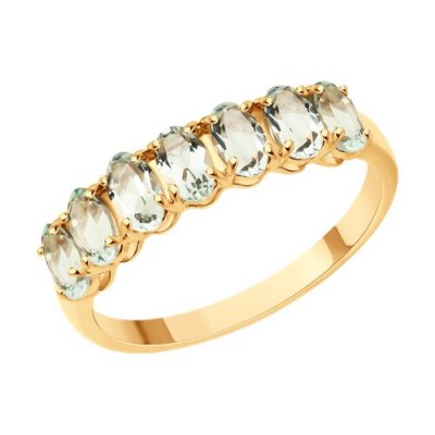 Кольцо серебряное с празиолитом «Нежный луч» в золочении, Соколов (арт.92014499)