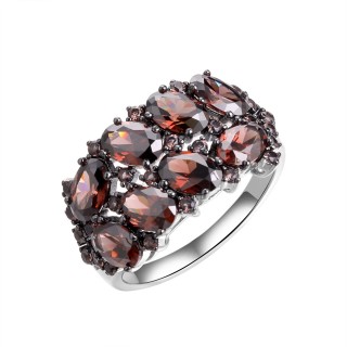 Кольцо серебряное с фианитами «Brown Shine» Fresh Jewelry (арт.CZ-R00320-X-WB-DB-X-DB)