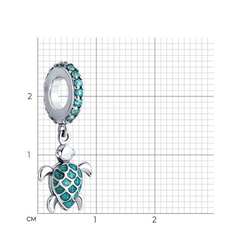 Подвеска-шарм из серебра с эмалью с фианитами (Арт.94032997)
