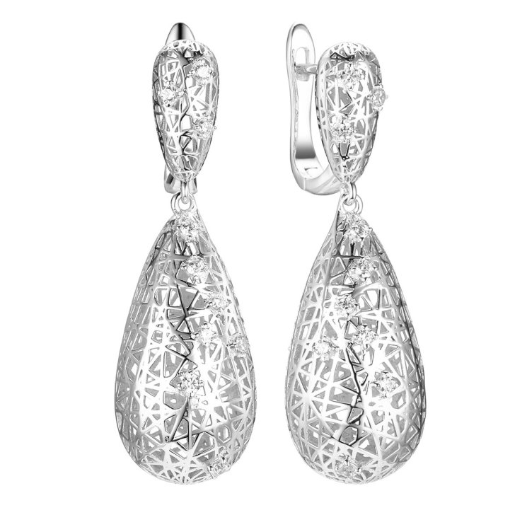 Серьги из серебра с фианитом (Арт.fa-e02358-x-w-x-x-w)
