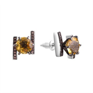 Серьги с цитрином «Spring Shine» серебро 925 Fresh Jewelry (арт.MP-E00013)