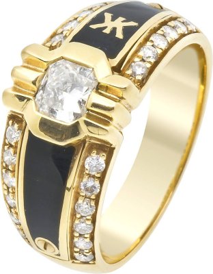 Кольцо из золота с бриллиантом и эмалью (Арт.3180dtkln)