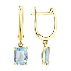 Серьги золотые пробы 585 с топазом (Арт.727718-2)
