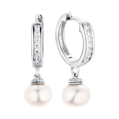 Серьги серебряные с жемчугом и фианитами «Nautilus Shine» Fresh Jewelry (арт.PI-E02479-X-W-PN-X-W)