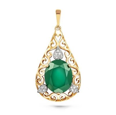 Кулон с ониксом и бриллиантами «Изумрудная завеса» Kabarovsky (арт.13-2506-1900)