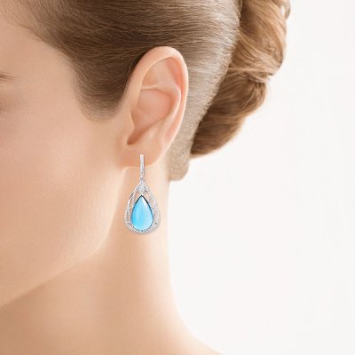 Серьги из белого золота с бриллиантом и топазом (Арт.e01525lb4wt_lt_wg)