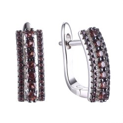 Серьги из серебра с фианитом (Арт.sl-e01642-x-wb-br-x-br)