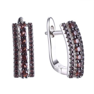 Серьги серебряные с фианитами «Brown Shine» Fresh Jewelry (арт.SL-E01642-X-WB-BR-X-BR)
