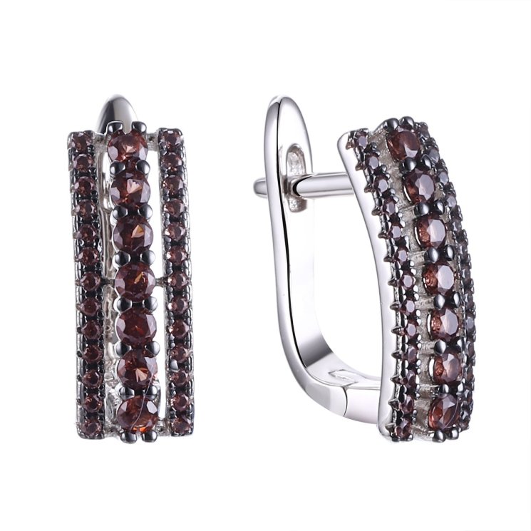 Серьги из серебра с фианитом (Арт.sl-e01642-x-wb-br-x-br)