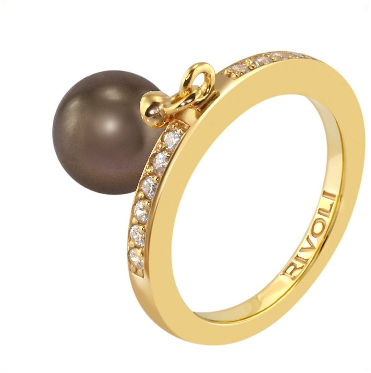 Кольцо из серебра с жемчугом и кристаллом swarovski (Арт.zar-14-8-33-g)