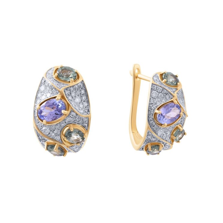 Серьги из золота с бриллиантом и сапфиром (Арт.e31238r_ygdwsatz_sr_gsa_ta_yg)