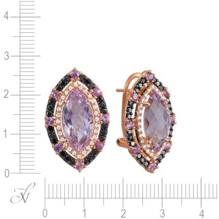 Серьги золото с аметистом, бриллиантами и сапфирами «Розовый мираж» MyJewels (арт.E38108A114RB002)