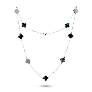 Ожерелье из серебра с малахитом и фианитами «Lucky Large» Fresh Jewelry (арт.TC-N01405-X-W-Mal-X-W)