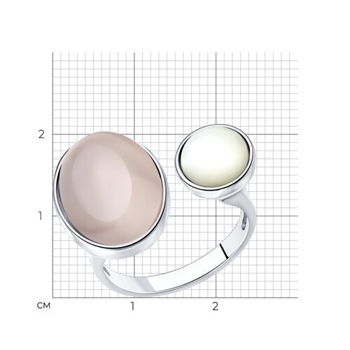 Кольцо из серебра с кварцем и перламутром (Арт.83010079)