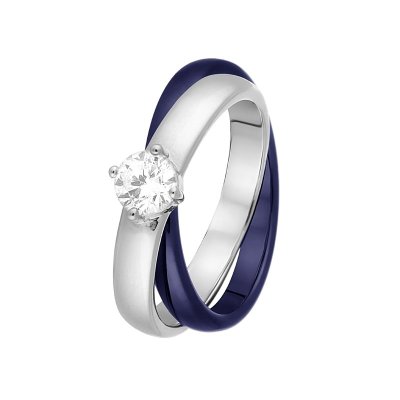 Кольцо из серебра с керамикой и куб. цирконием (Арт.tc-r00697-vl-w-w-x-x)