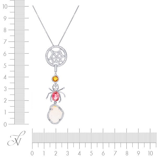 Цепь из белого золота с бриллиантом и турмалином (Арт.ezsp-s04598x_wgdwtug_j_tur_wg)