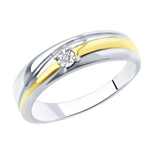 Кольцо из серебра с бриллиантом (Арт.87010038)