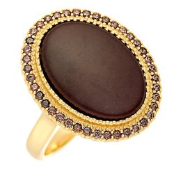 Кольцо из серебра с керамикой и куб. цирконием (Арт.tm-r00746-br-l-x-x-db)
