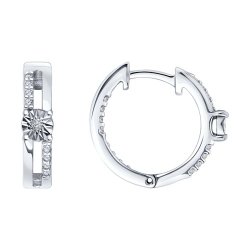 Серьги из серебра с бриллиантами и фианитами (Арт.87020064)