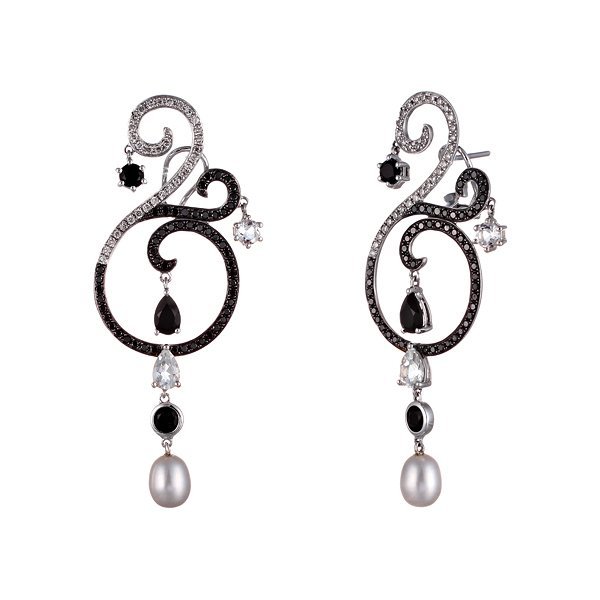 Серьги из белого золота с бриллиантом и жемчугом (Арт.me31978-wd-bd-bo-wtp-gp_db_ox_ws_wg)