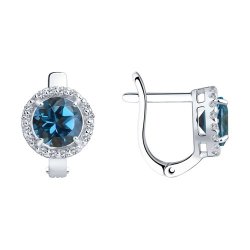 Серьги из серебра с лондон топазами и фианитами (Арт.92021163)