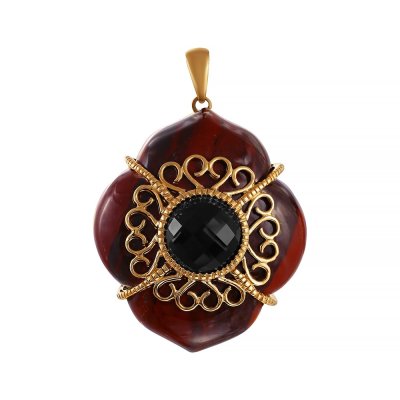 Кулон из золота с агатом и ониксом (Арт.p35212y-1_pd_nag_ox_yg)