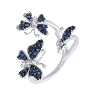 Кольцо из белого золота с бриллиантом и сапфиром (Арт.r0002152a03_sa_wg)