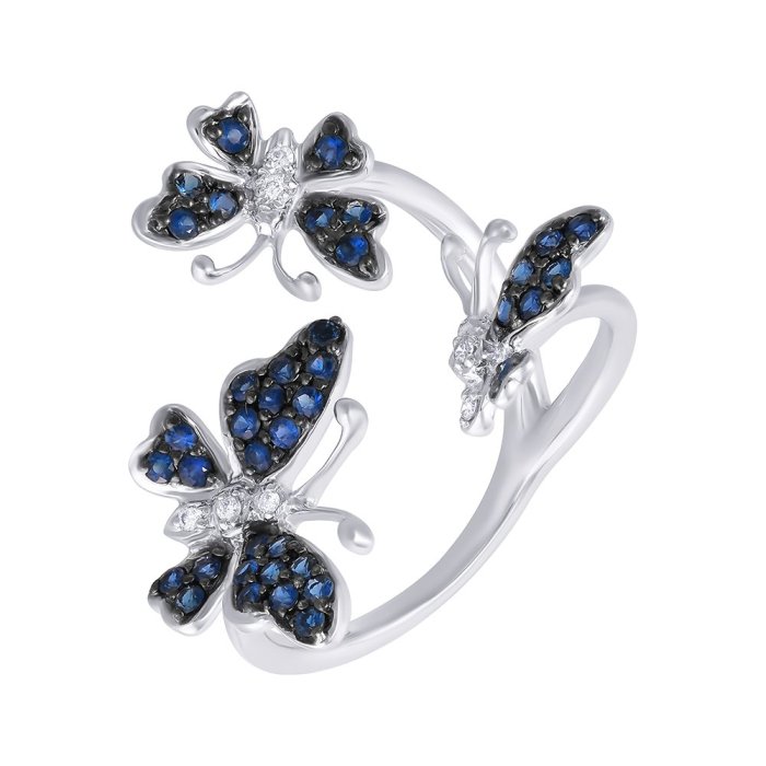 Кольцо из белого золота с бриллиантом и сапфиром (Арт.r0002152a03_sa_wg)