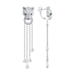 Серьги из серебра с фианитами и эмалью (Арт.94027148)