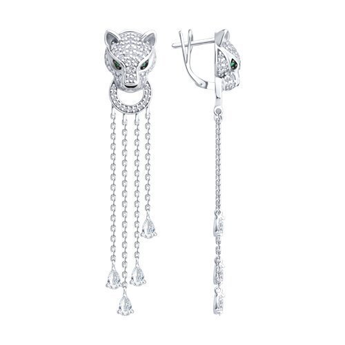 Серьги из серебра с фианитами и эмалью (Арт.94027148)
