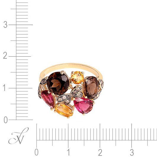 Кольцо из золота с бриллиантом и раухтопазом (Арт.r27907_ko_dn_mc_sq_yg)