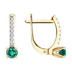 Серьги из золота с бриллиантами и изумрудами (Арт.3020540)