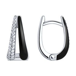 Серьги из серебра с фианитами и эмалью (Арт.94-120-01810-3)