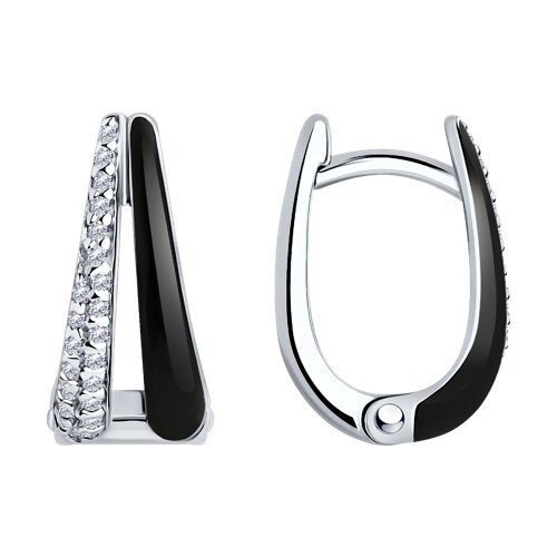 Серьги из серебра с фианитами и эмалью (Арт.94-120-01810-3)
