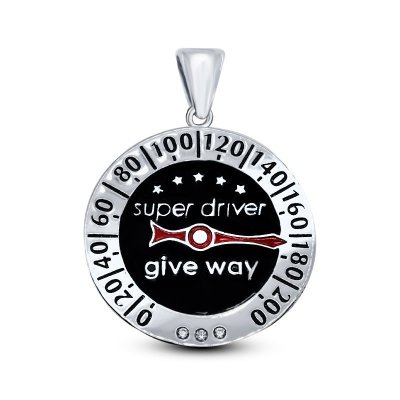 Серебряный кулон с эмалью и кубическим цирконием «Super Driver» (арт. 23m001s-148_jemal_kubcirkonii)