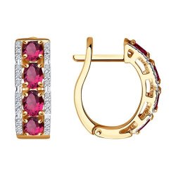 Серьги из золота с бриллиантами и рубинами (Арт.4020385)