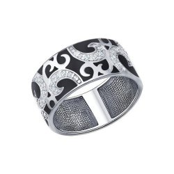 Кольцо из серебра с эмалью с фианитами (Арт.94011342)