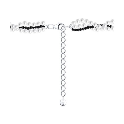 Колье из серебра с шпинелью и синтетическим жемчугом (Арт.94071375)