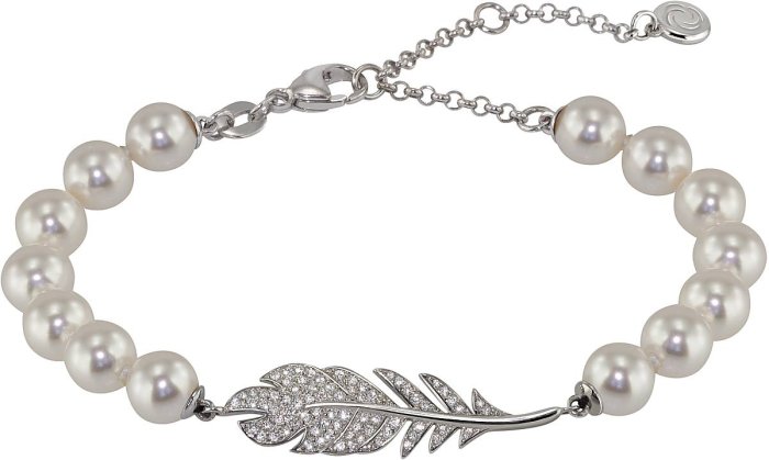 Браслет из серебра с жемчугом и куб. цирконием (Арт.27b-p36-s-1)