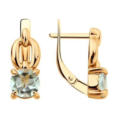 Серьги золотые пробы 585 с празиолитом (Арт.51-320-02936-3)
