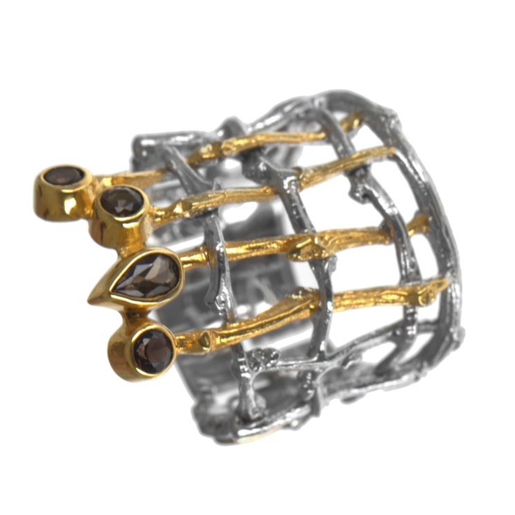 Серебряное кольцо BEAVERS с раухтопазом 1165rt