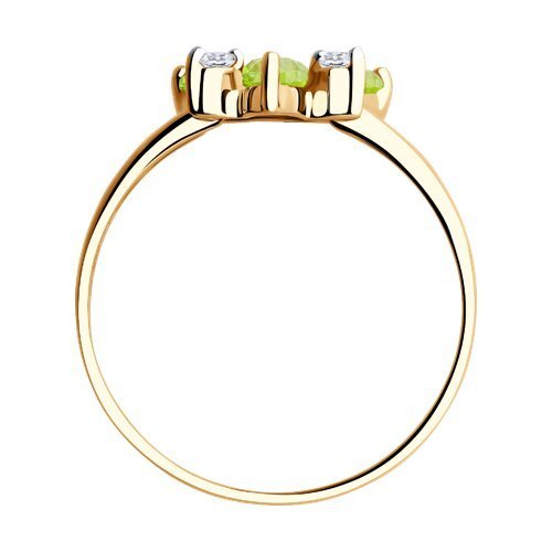 Кольцо золотое с хризолитом и фианитами «Летний цветок» Соколов (арт.5129)