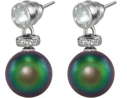 Серьги из серебра с жемчугом и кристаллом swarovski (Арт.abs-3-10-25-s)