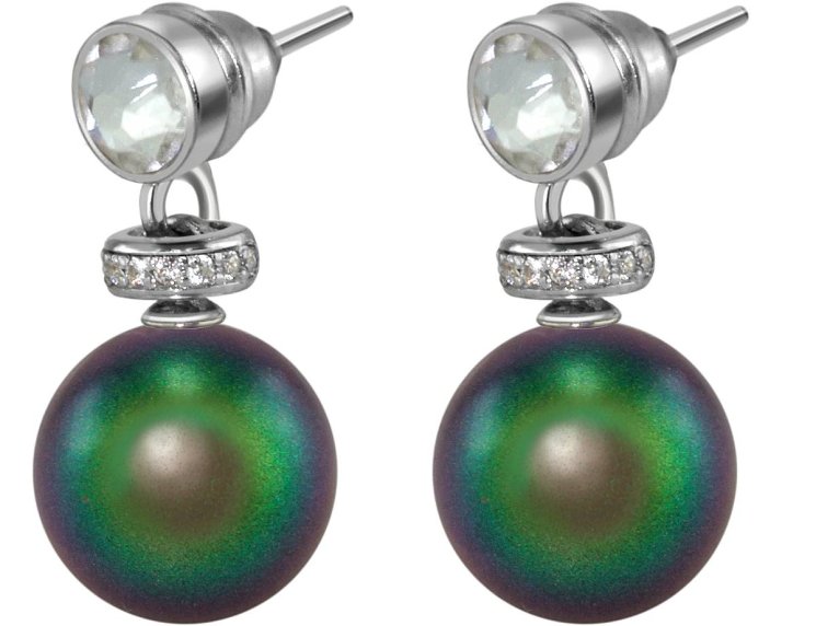 Серьги из серебра с жемчугом и кристаллом swarovski (Арт.abs-3-10-25-s)