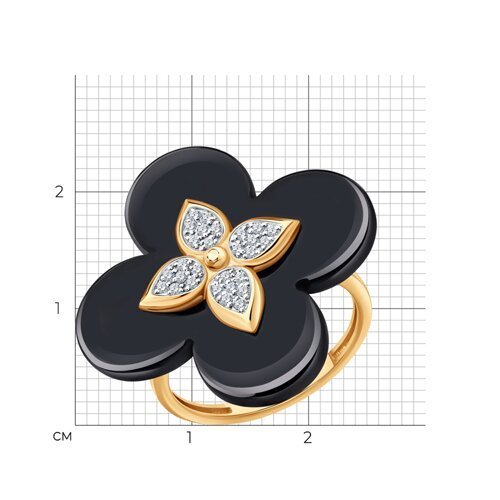 Кольцо из золота с бриллиантами и керамической вставкой (Арт.6015130)