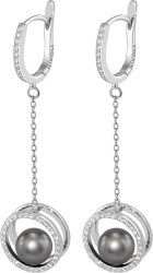 Серьги из серебра с жемчугом и кристаллом swarovski (Арт.ahs-1-8-31-s)