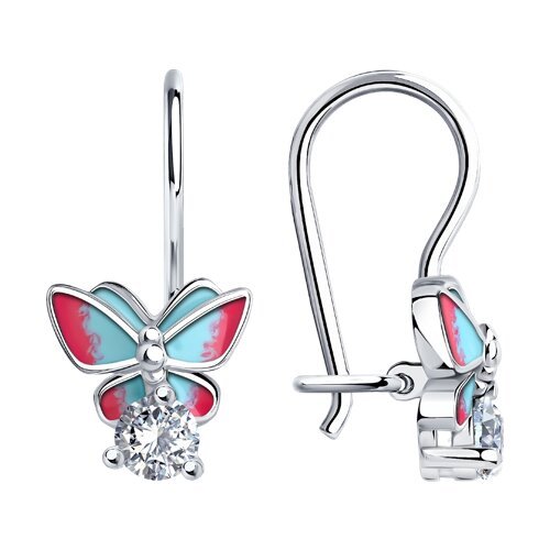 Серьги из серебра с эмалью с фианитами (Арт.94021194) Серьги из серебра с эмалью с фианитами (Арт.94021194)