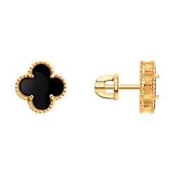 Серьги пусеты золотые пробы 585 с ониксом (Арт.729084) Серьги пусеты золотые пробы 585 с ониксом (Арт.729084)
