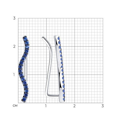 Серебряные серьги с фианитами «Лазурная волна» (арт. 94023861)