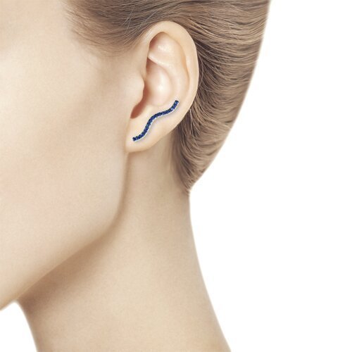 Серебряные серьги с фианитами «Лазурная волна» (арт. 94023861)